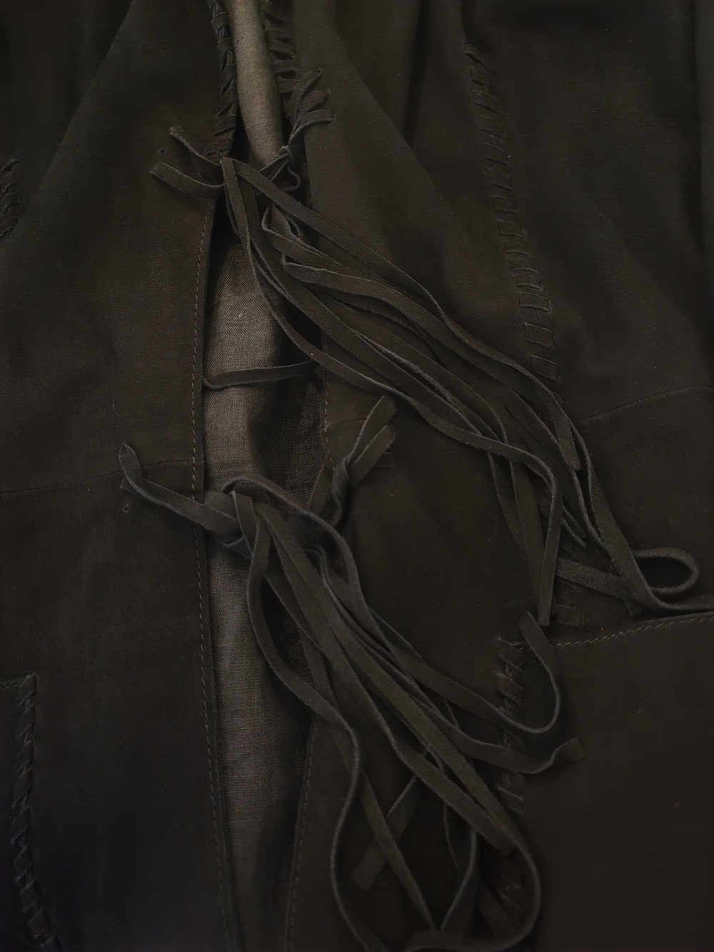 Nigel Preston Black Suede Fringe Tie-Front Jacket - Picture 9 of 10